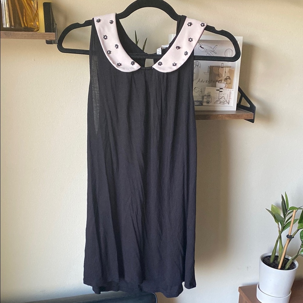 ELLE Black Sleeveless top with Embellished Collar